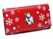 Wallets - Check Book Wallet - Snow Flakes Print - Red -WL-XUX030WBRD